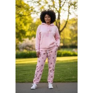 Women’s Strawberry Shortcake Pink Graphic Fleece Zip Hoodie & Joggers Set 2XL